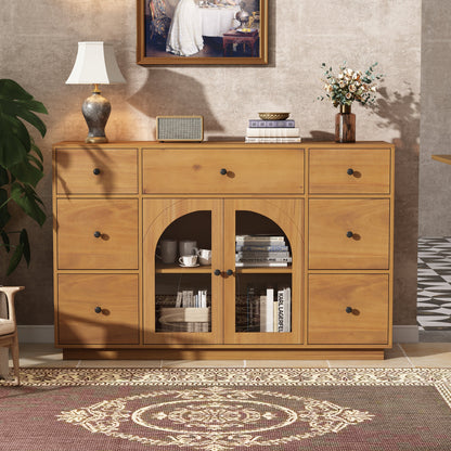 Cabinet with Storage for Living and Dining Room Entrance, oak wood sideboard with lamp and vase on Tampa Home & Garden Store