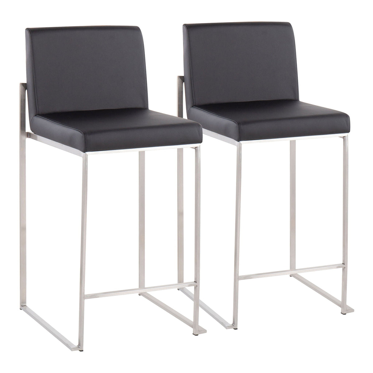 Contemporary high-back counter stools with padded backs, black upholstery, chrome legs - 2-pack on Tampa Home & Garden Store
