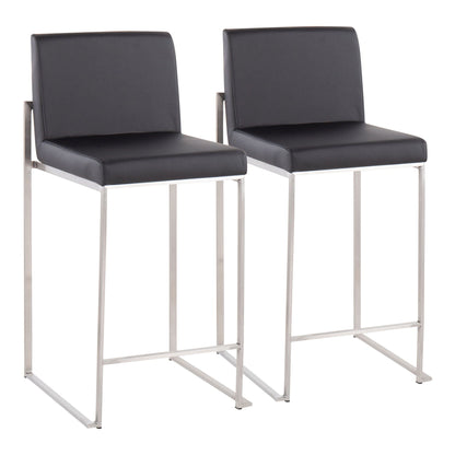 Contemporary high-back counter stools with padded backs, black upholstery, chrome legs - 2-pack on Tampa Home & Garden Store