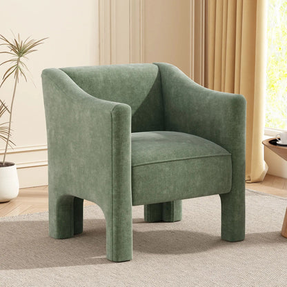 Barrel Accent Chair With Enclosed Arms in sage green velvet upholstery on Tampa Home & Garden Store