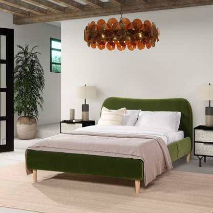 Curved Headboard and Upholstered Platform Bed