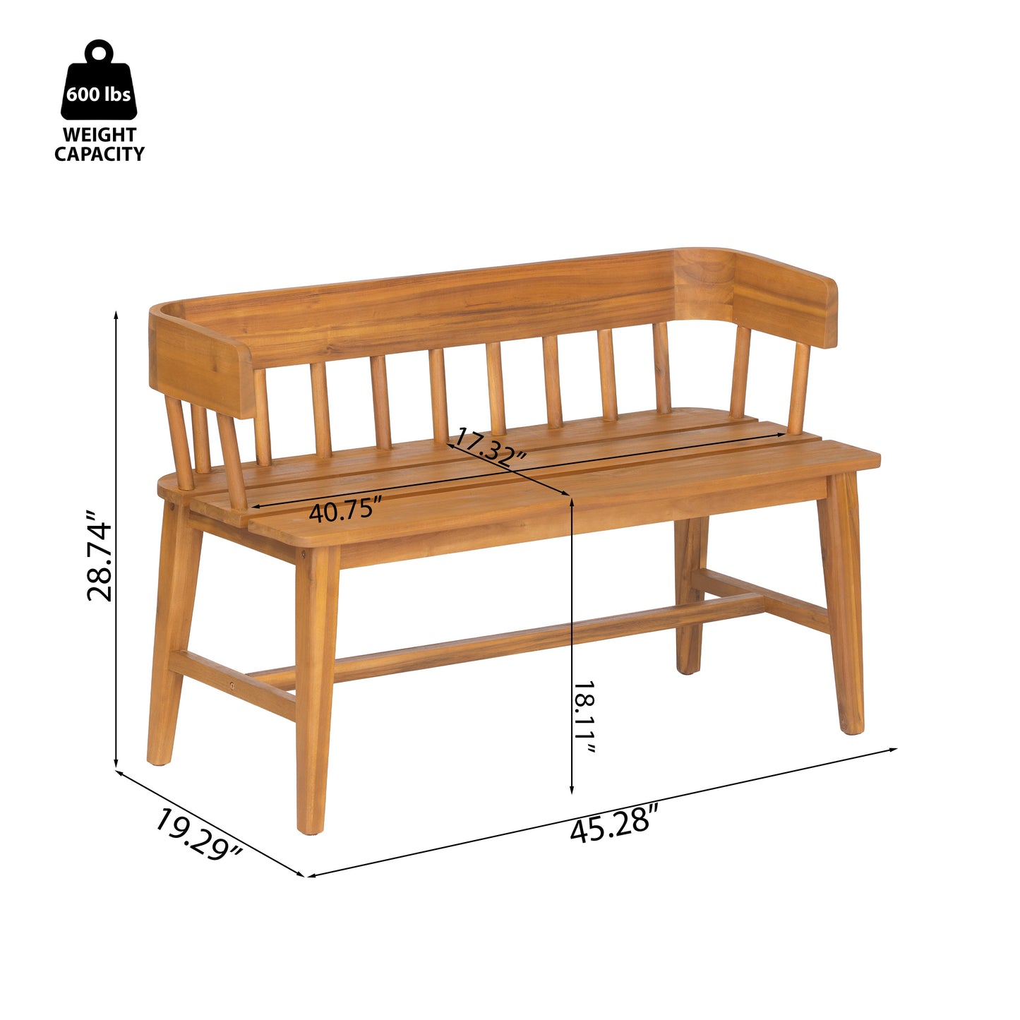 Bramley Outdoor Acacia Wood Bench for Gardens