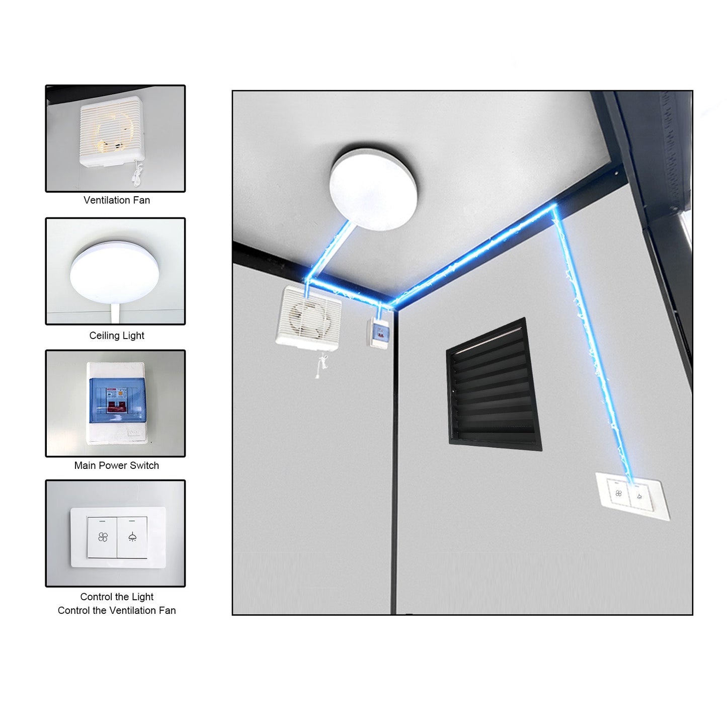 Portable Toilet Unit with Sink Shower and Fan