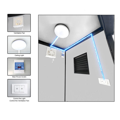 Portable Toilet Unit with Sink Shower and Fan