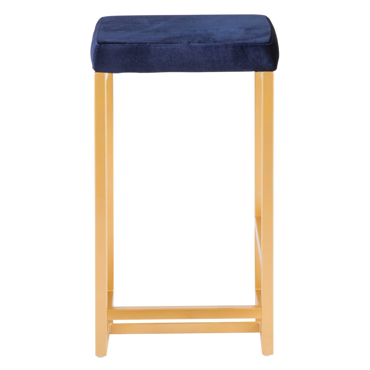 Midas counter stool blue velvet padded seat with gold legs HouseOfZazla on Tampa Home & Garden Store