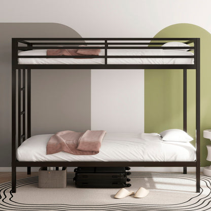 Adam twin over twin bunk bed in black metal frame with white bedding on Tampa Home & Garden Store