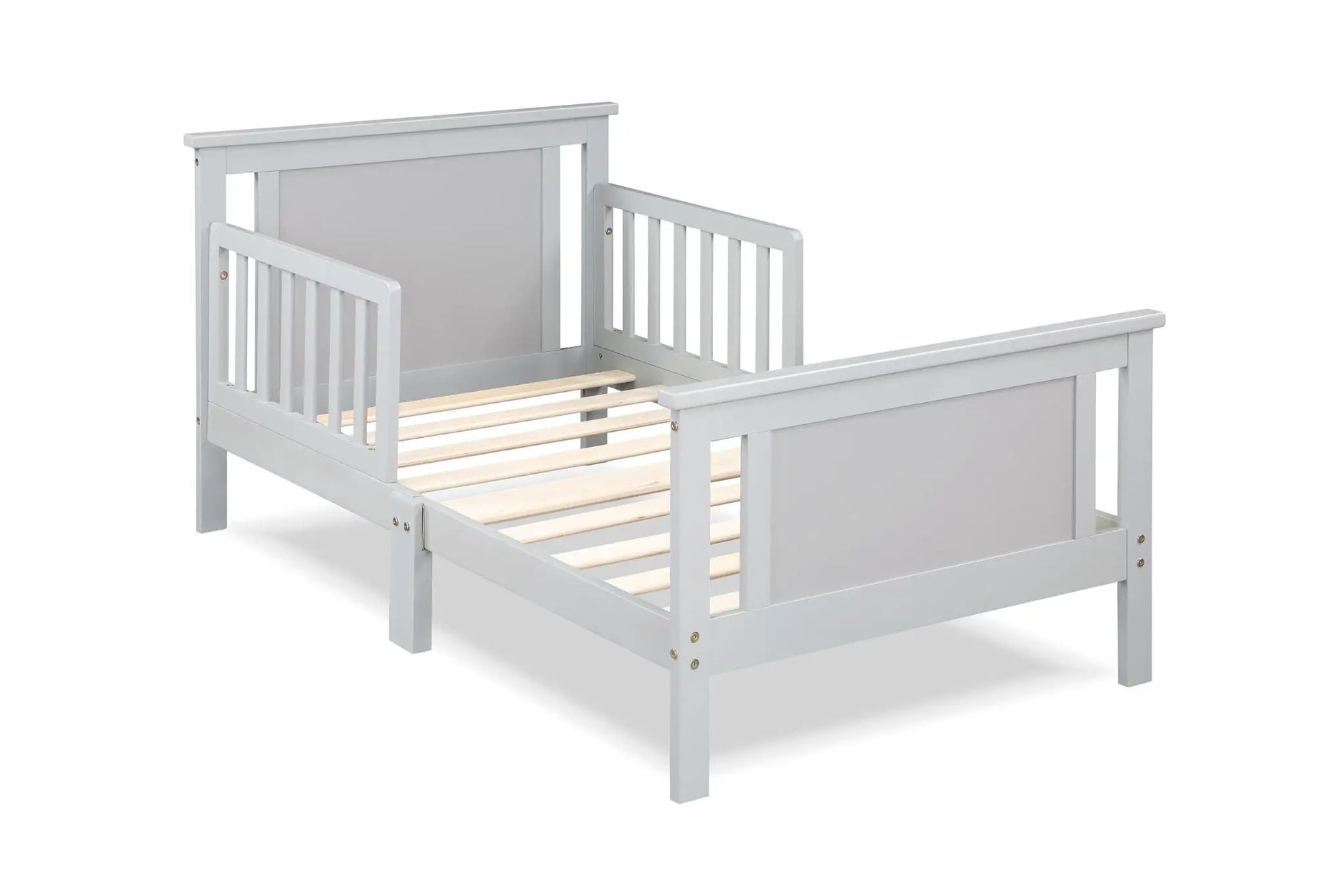 Connelly Reversible Panel Toddler Bed gray-painted wood frame with slatted rails on Tampa Home & Garden Store