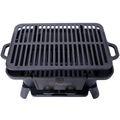 Oval cast iron grill tabletop skillet with black slatted grate for outdoor use HouseOfZazla on Tampa Home & Garden Store
