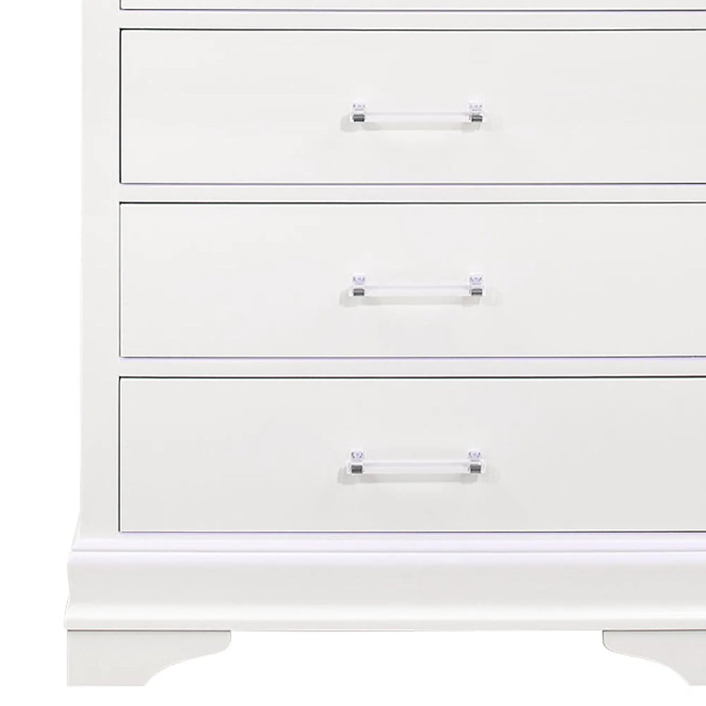 Charlston Chest With LED white finish accent chest with chrome bar handles on Tampa Home & Garden Store
