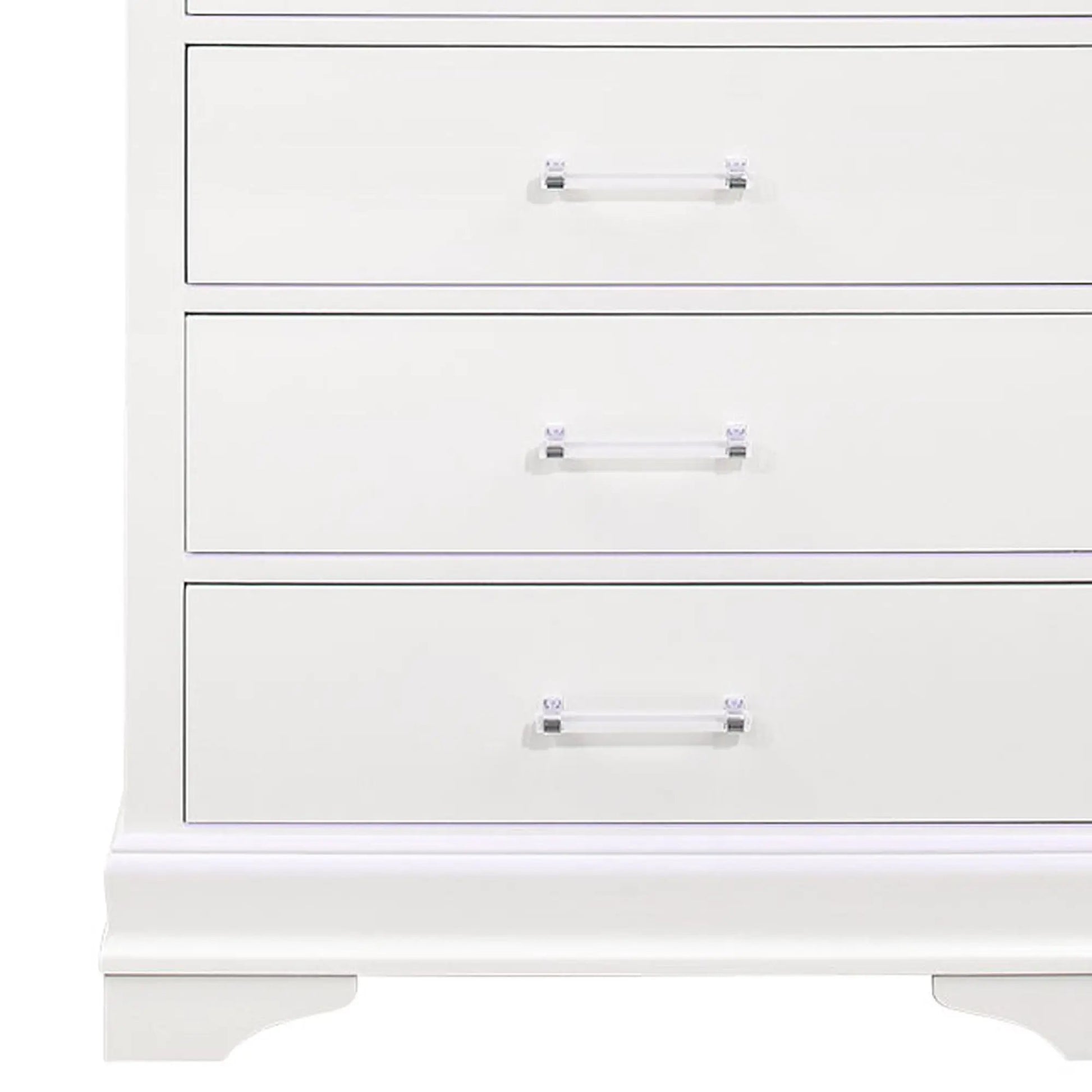 Charlston Chest With LED white finish accent chest with chrome bar handles on Tampa Home & Garden Store