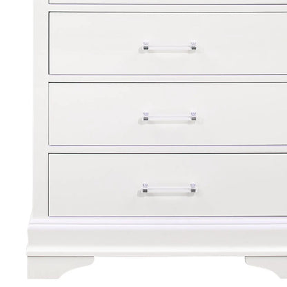 Charlston Chest With LED white finish accent chest with chrome bar handles on Tampa Home & Garden Store