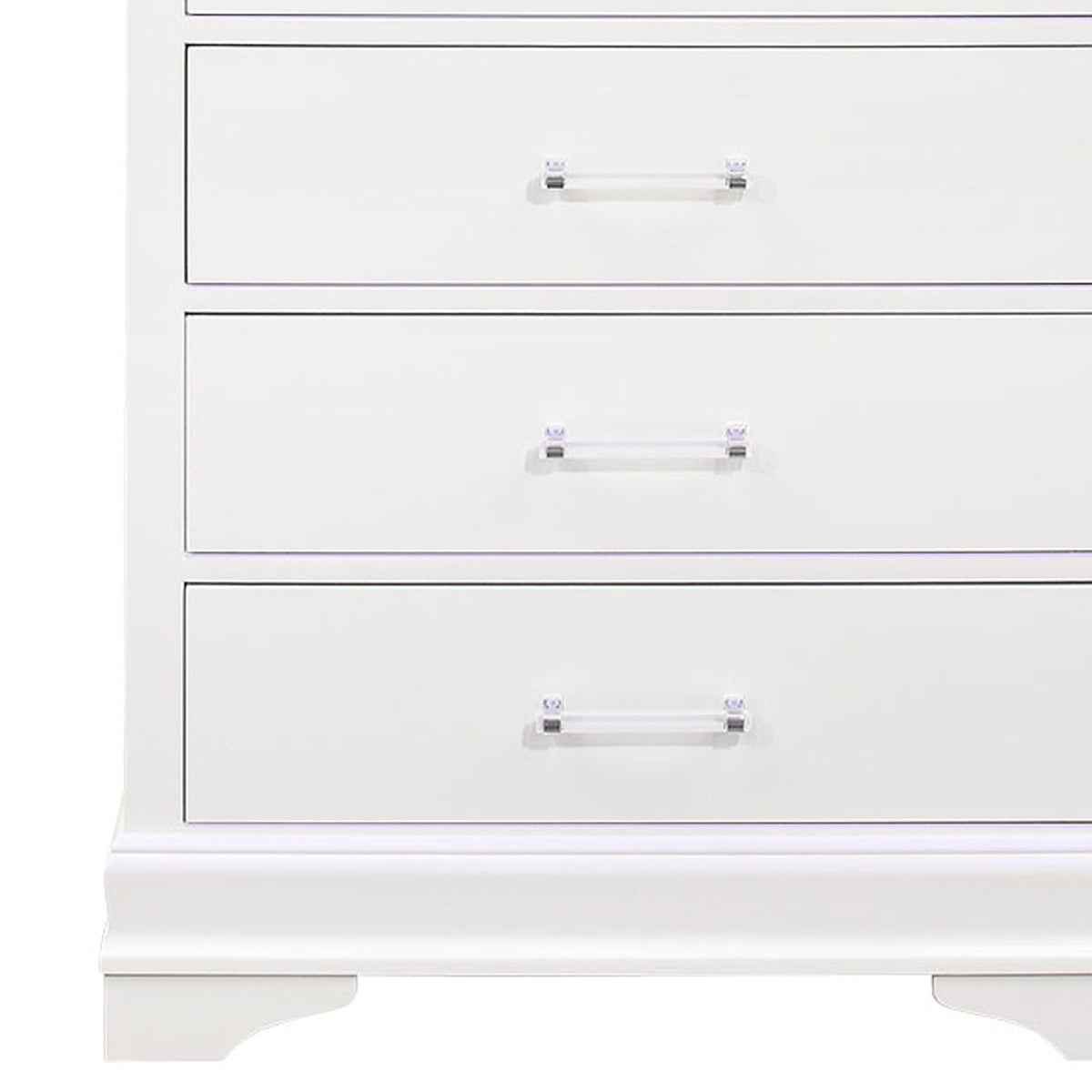 Charlston Accent Chest white finish with chrome handles, multiple drawers, accent table on Tampa Home & Garden Store