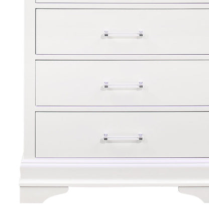 Charlston Accent Chest white finish with chrome handles, multiple drawers, accent table on Tampa Home & Garden Store