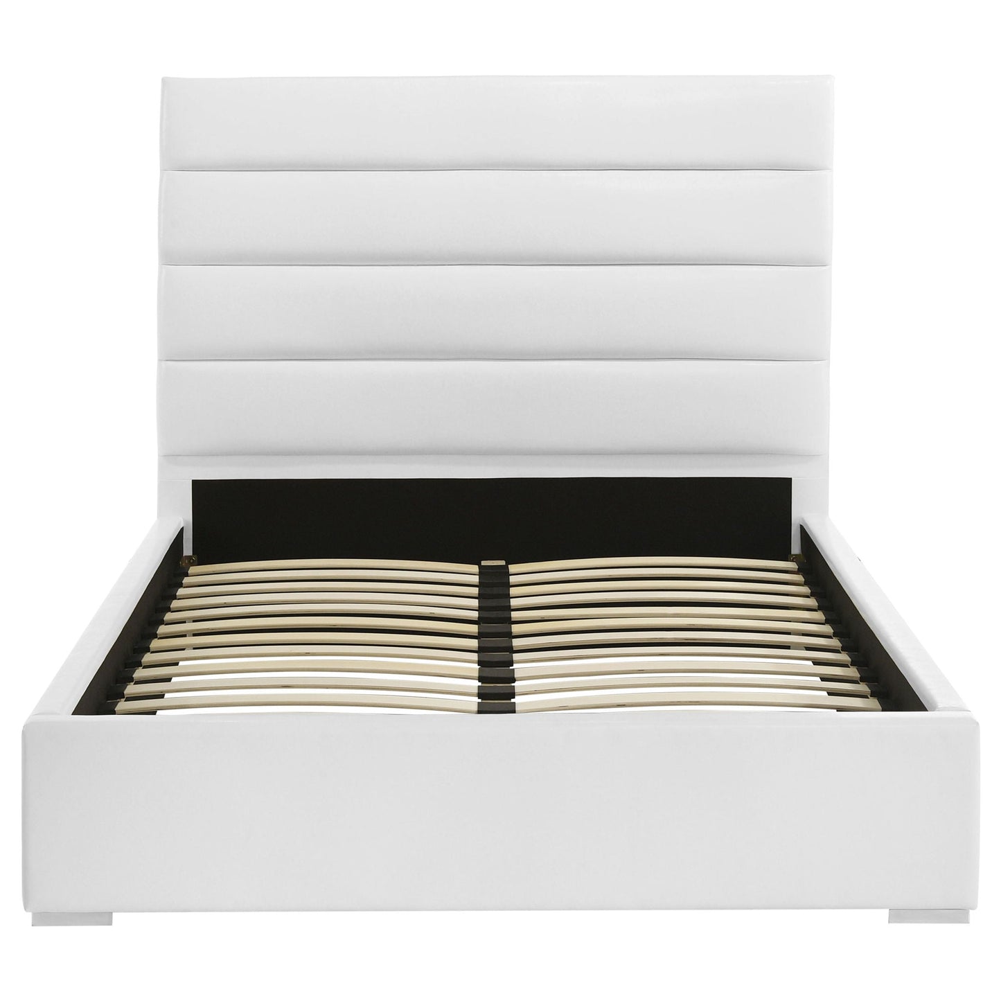 Dulcey platform bed frame white upholstered sides with slatted wooden base on Tampa Home & Garden Store