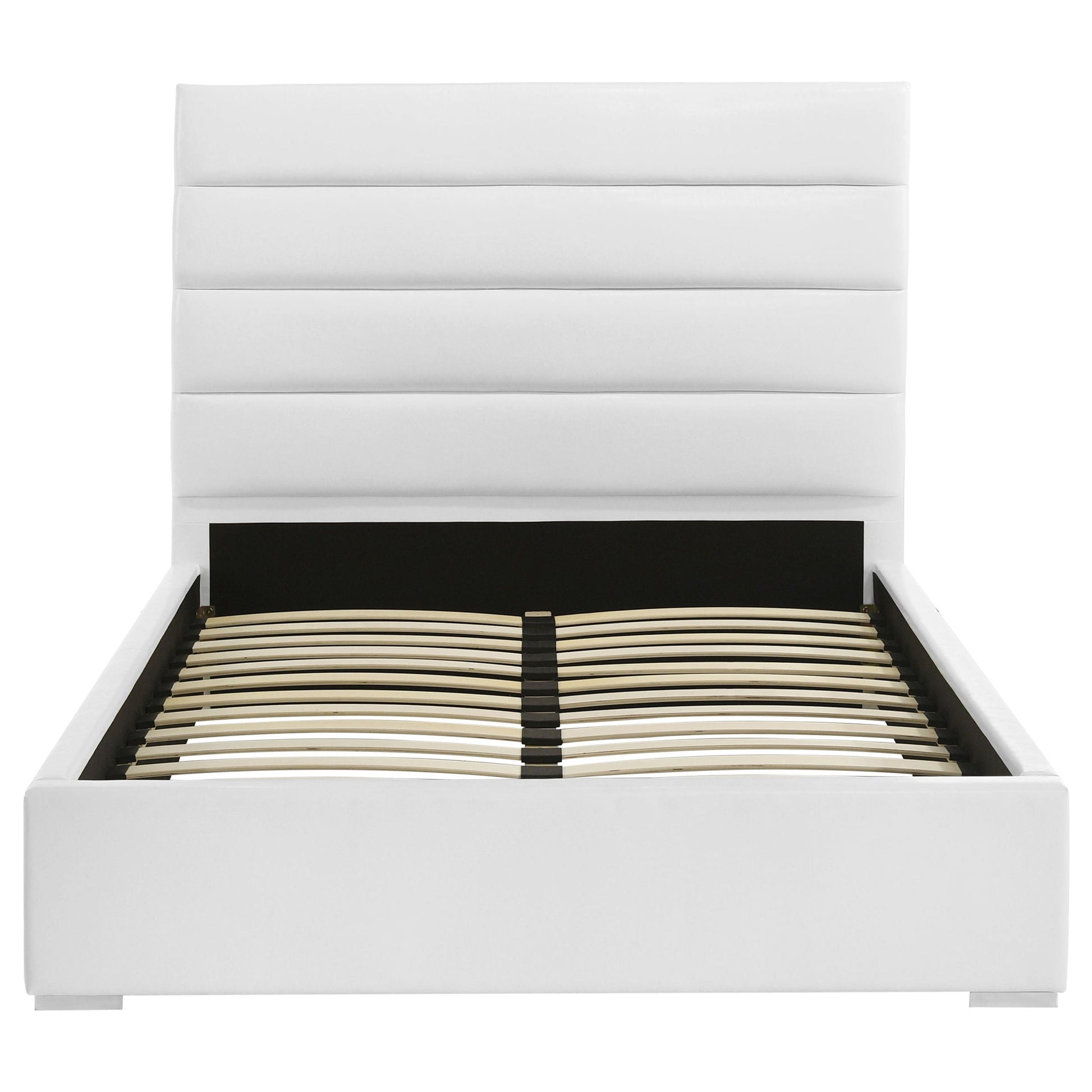 Dulcey platform bed frame white upholstered sides with slatted wooden base on Tampa Home & Garden Store
