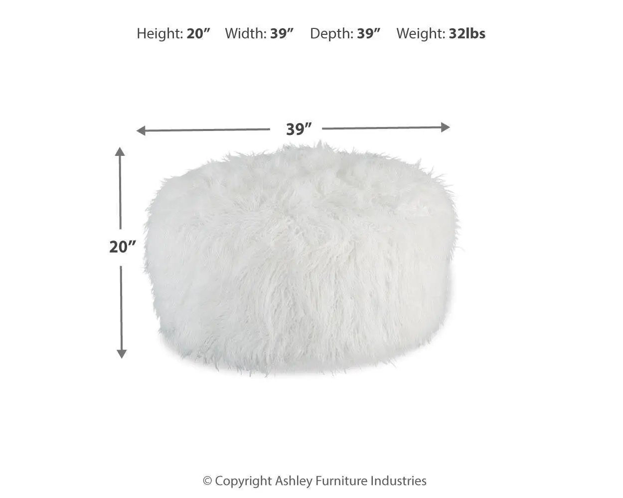 Galice Oversized Ottoman With Faux Fur Upholstery