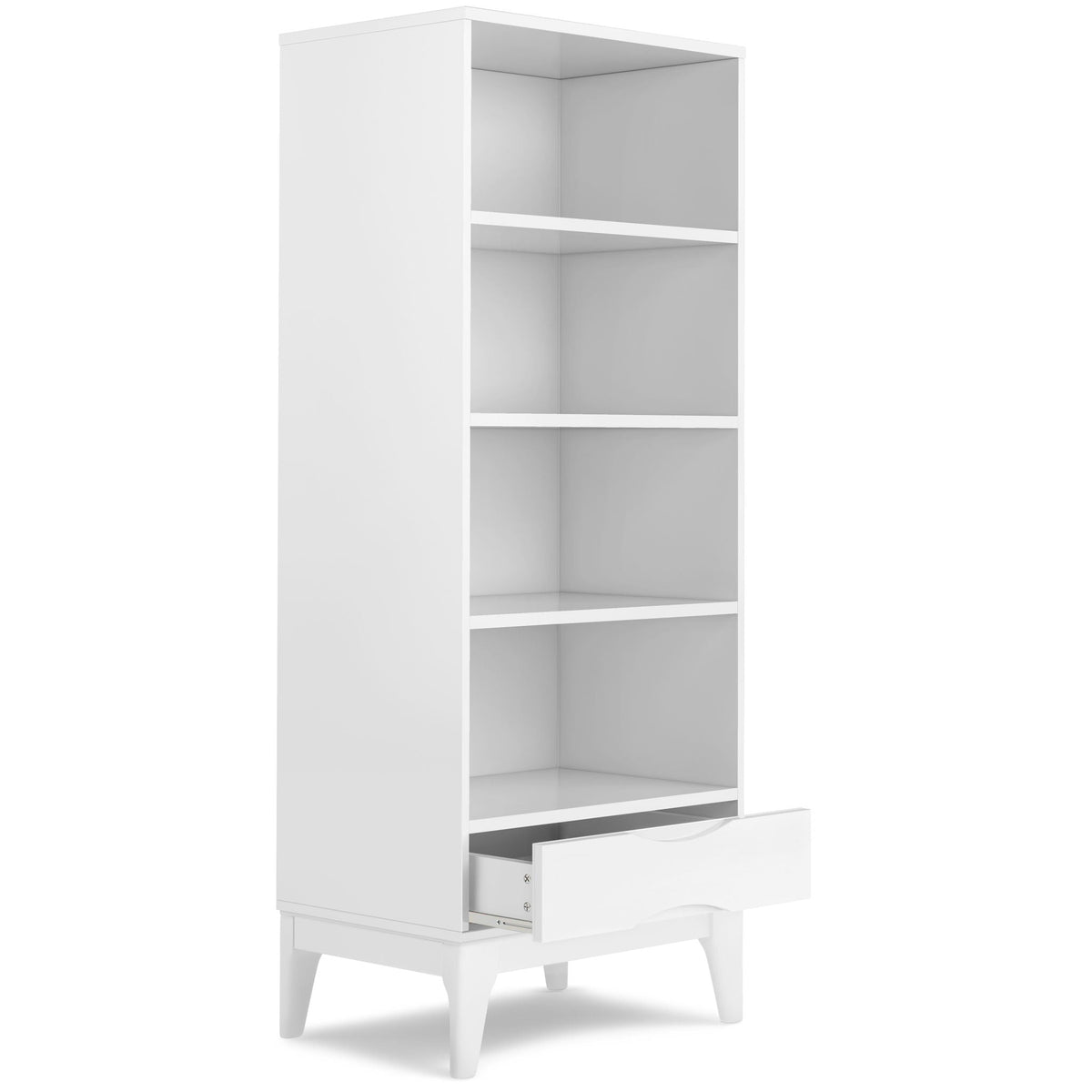 HouseOfZazla adjustable white bookcase with storage and wood shelves on Tampa Home & Garden Store