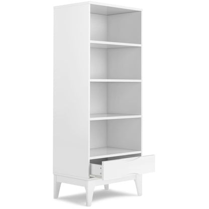 HouseOfZazla adjustable white bookcase with storage and wood shelves on Tampa Home & Garden Store