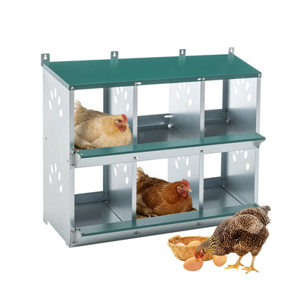 6 Room Galvanized Chicken Nesting Box for a Hutch