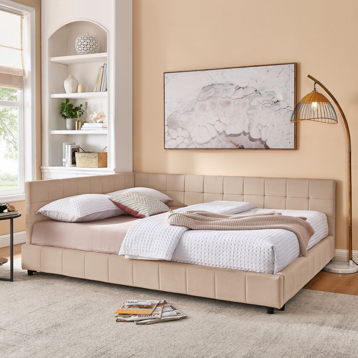 Mid-Century Upholstered Bed Frame and Backrest
