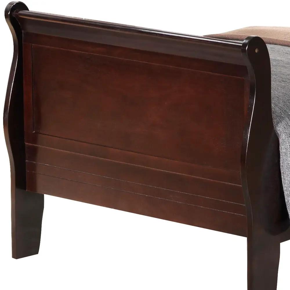 Louis Phillipe Panel Sleigh Bed footboard in dark cherry wood with curved side rails on Tampa Home & Garden Store