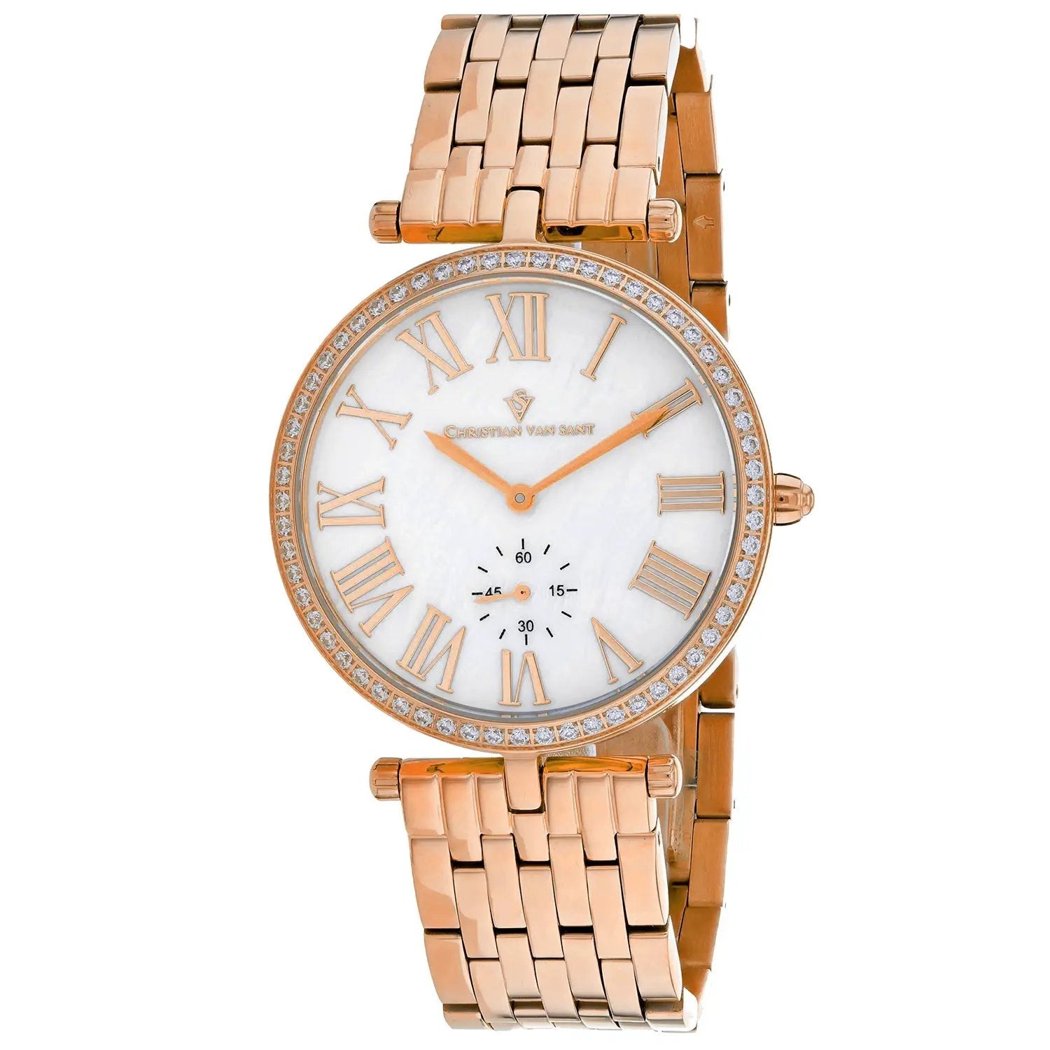 Christian Van Sant Hush rose gold watch with diamond bezel and mother-of-pearl dial on Tampa Home & Garden Store