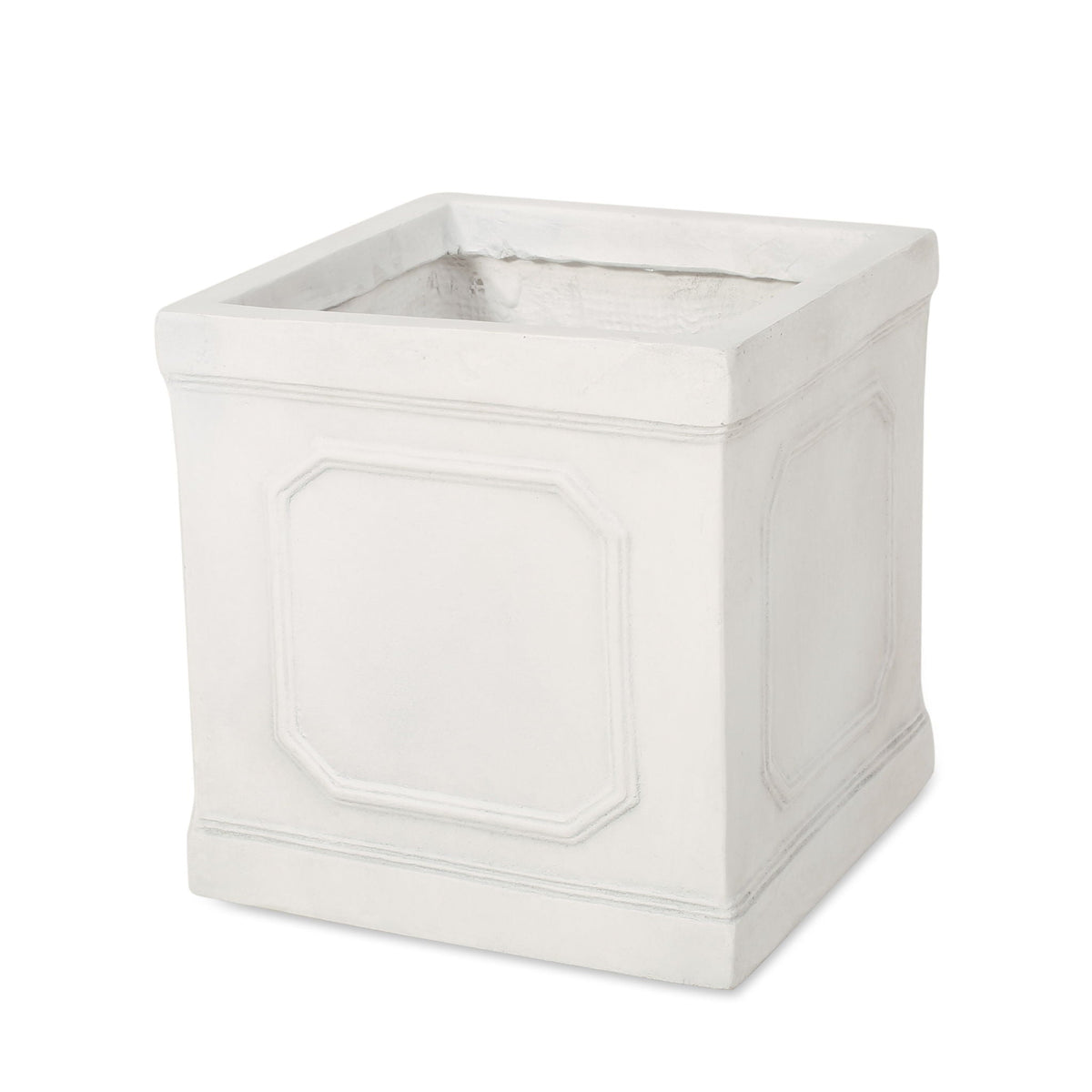 Durable Planter by HouseOfZazla, white square concrete-style planter with beveled edges on Tampa Home & Garden Store