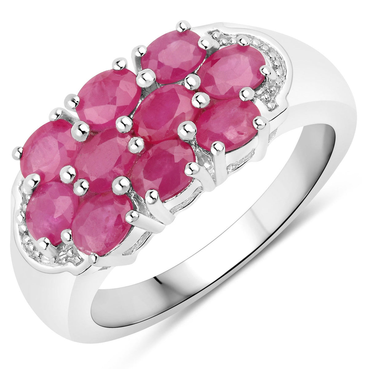 Bids.com 2.20ct genuine ruby cluster ring in .925 sterling silver with clear accent stones on Tampa Home & Garden Store