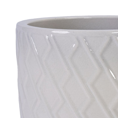 Ceramic flowerpot planter in gray crackle glaze with distressed finish HouseOfZazla on Tampa Home & Garden Store