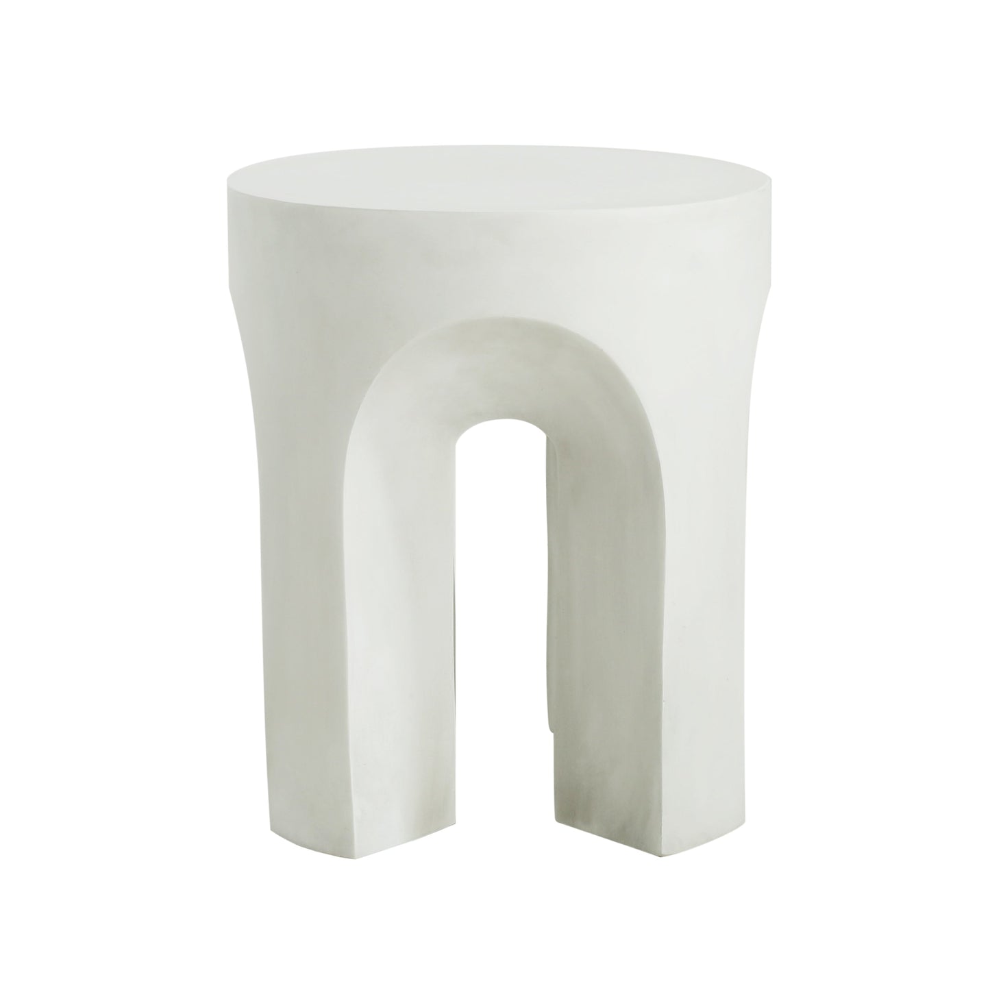 Outdoor MGO Round Top Side Table in Antique White with sculptural curved legs on Tampa Home & Garden Store