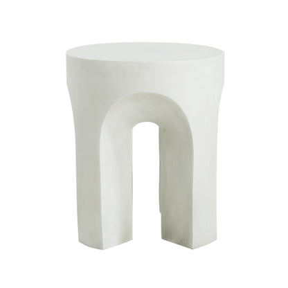 Outdoor MGO Round Top Side Table in Antique White with sculptural curved legs on Tampa Home & Garden Store