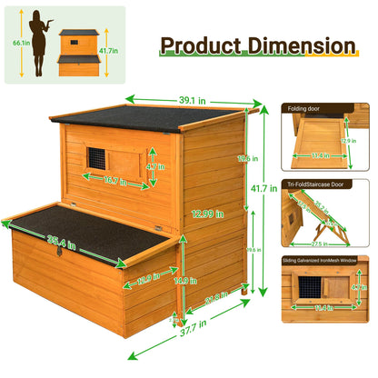 Double-House chicken coop for 6–8, wooden with black roof on Tampa Home & Garden Store