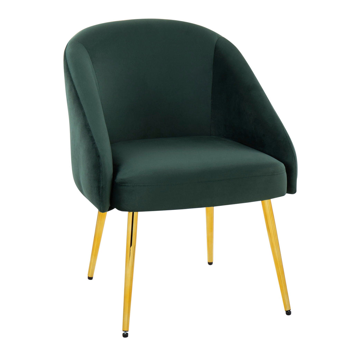 Contemporary glam padded side chair in dark green velvet with gold legs for kids on Tampa Home & Garden Store