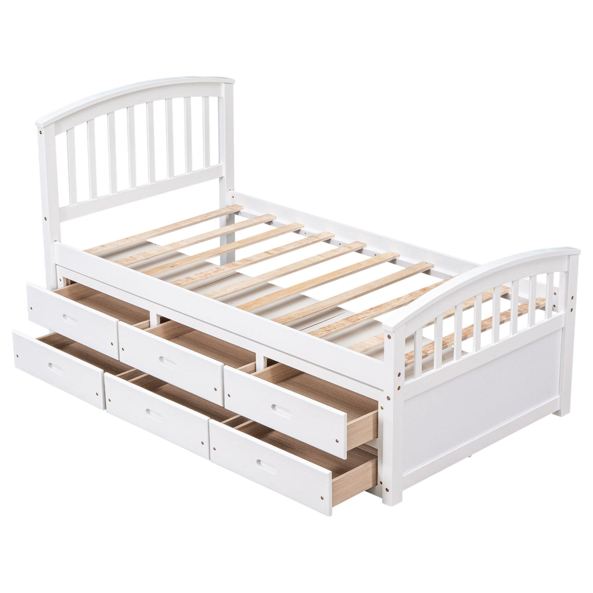 Platform storage bed solid wood in white with 6 under-bed drawers, HouseOfZazla on Tampa Home & Garden Store