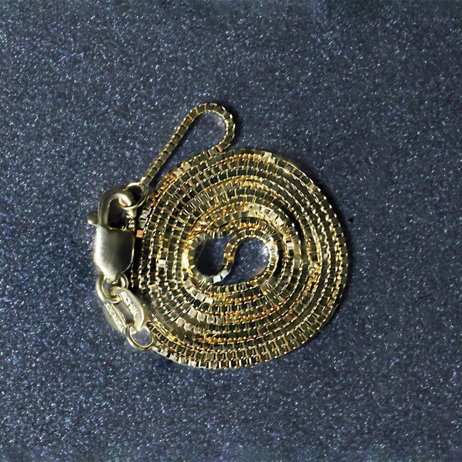14k yellow gold box chain necklace with spiral round pendant on Tampa Home & Garden Store