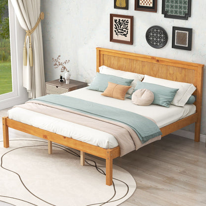 Strong Espresso Wood Platform Bed and Headboard