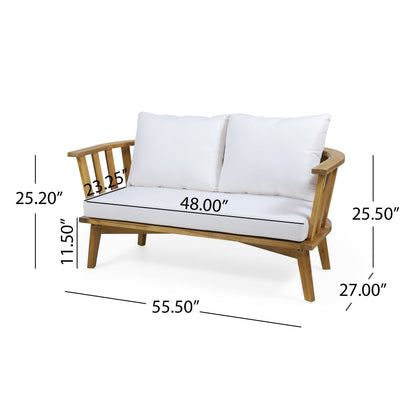 2-Person acacia wood seating set with white cushions and coffee table by HouseOfZazla on Tampa Home & Garden Store