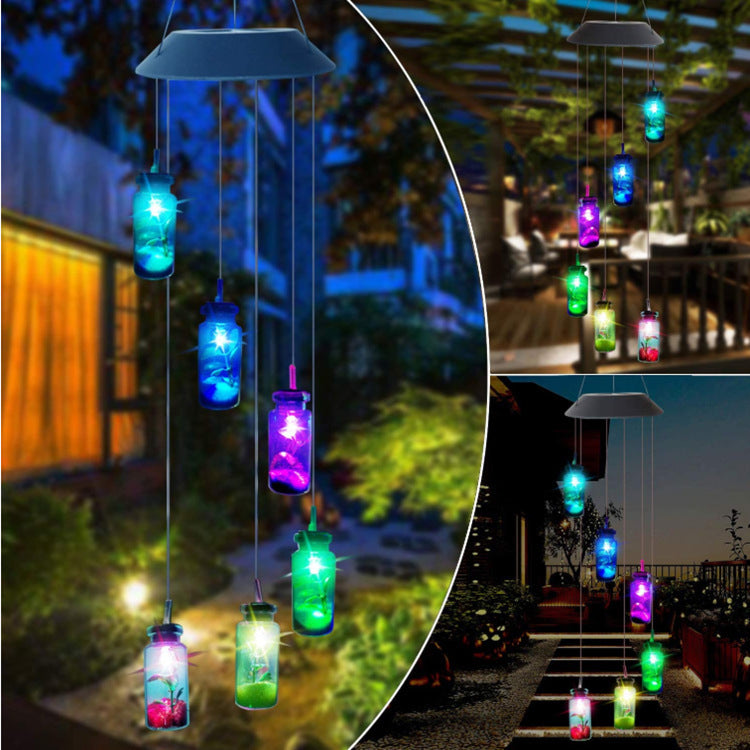 Outdoor solar wind chime lamp by Sell My Stuff mason jars with LEDs for garden decor on Tampa Home & Garden Store
