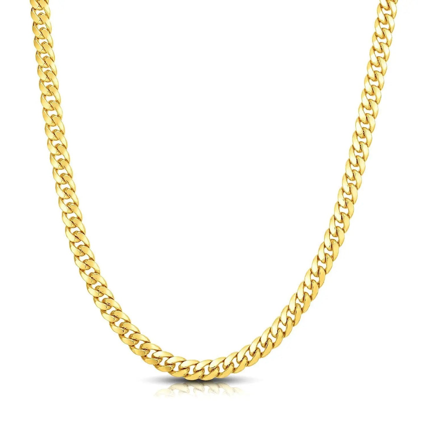 7.0mm 14k yellow gold Miami Cuban chain necklace with solid curb links on Tampa Home & Garden Store