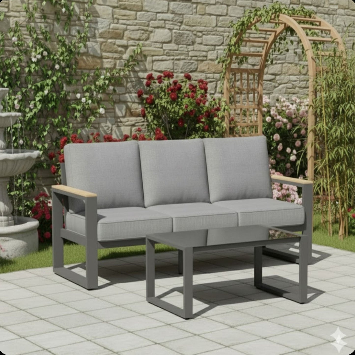 Modern Outdoor Sofa Set with the Coffee Table