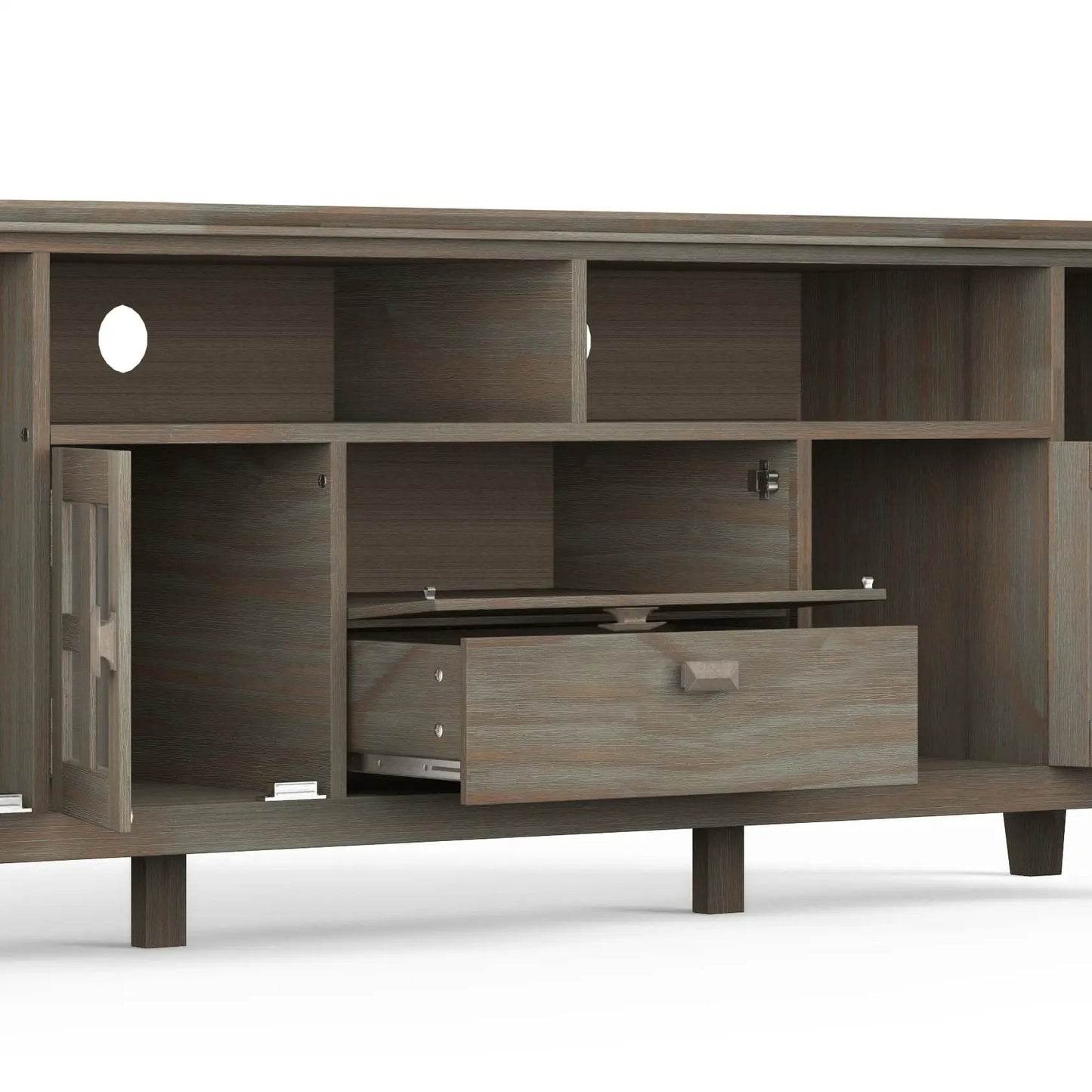Artisan Tv Media Stand Glass Doors and Drawers