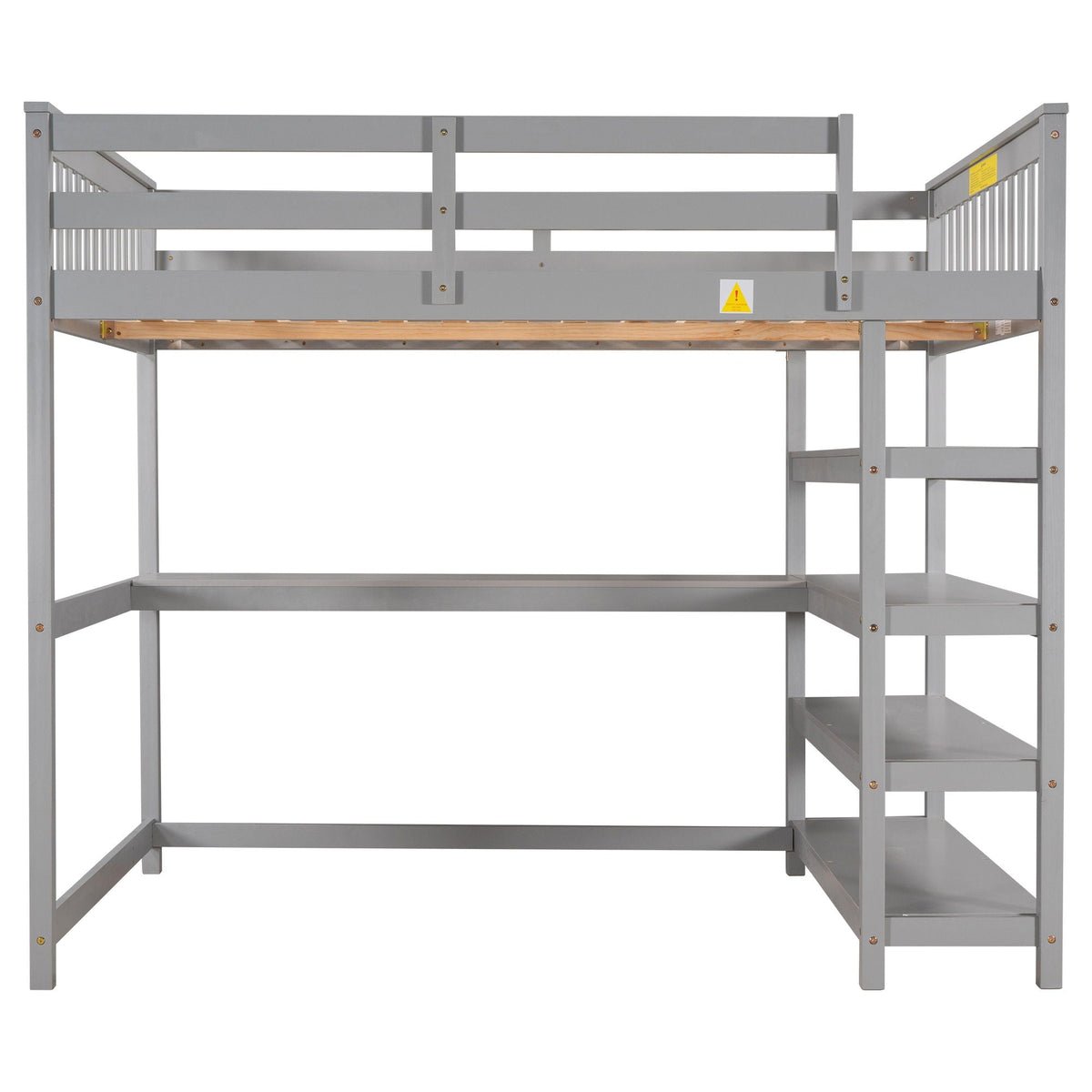 Loft Bed With Storage Shelves in grey metal with ladder on Tampa Home & Garden Store