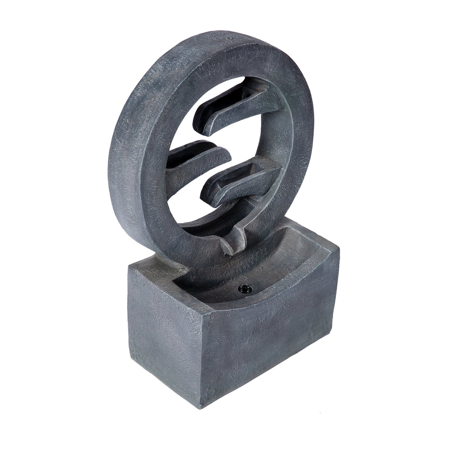 Outdoor fountain gray circular polyresin with LED light, spiral ring sculpture by HouseOfZazla on Tampa Home & Garden Store