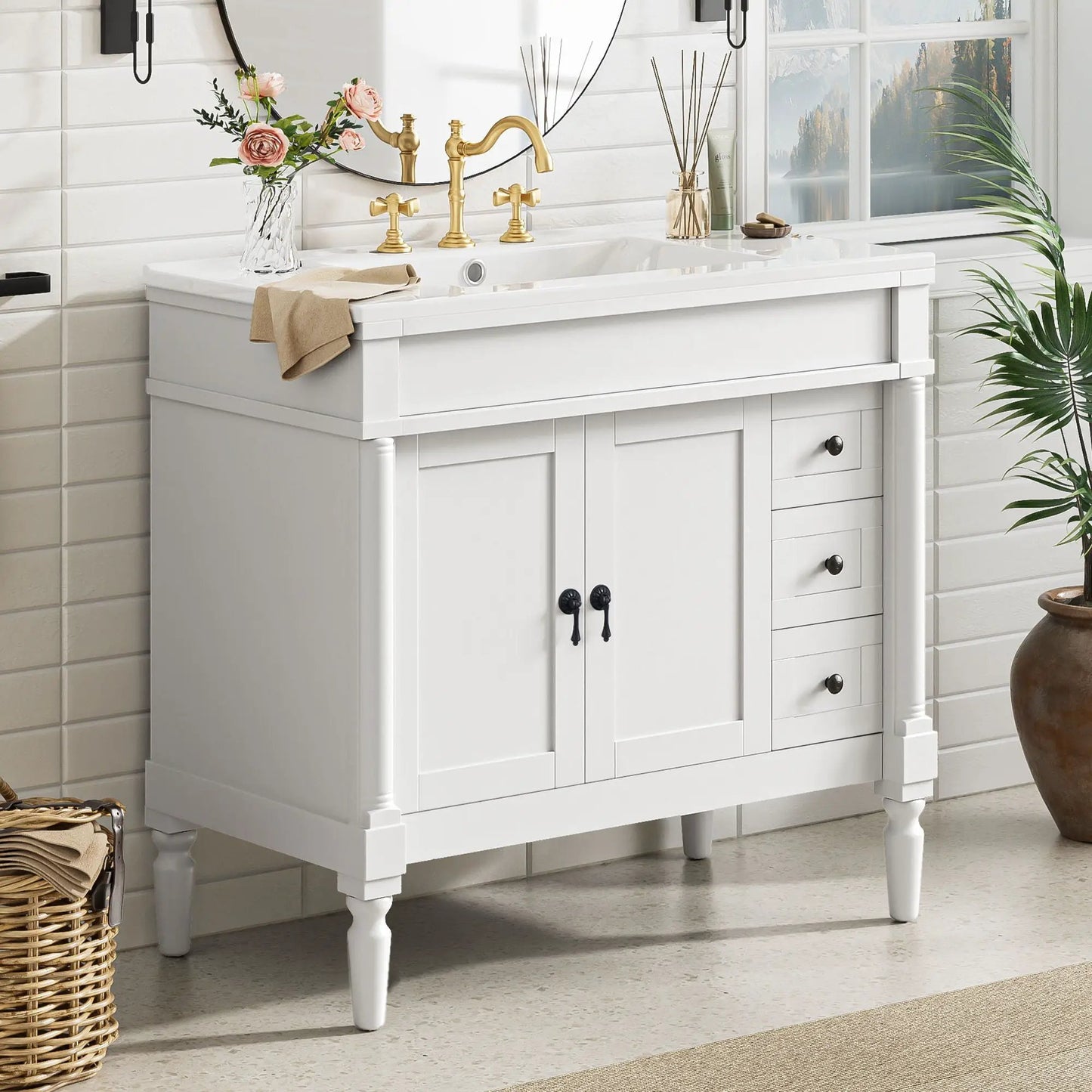 Bathroom Vanity With Ceramic Sink and Soft Close