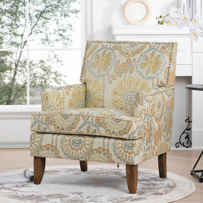 Accent chair for living room beige paisley patterned fabric by HouseOfZazla on Tampa Home & Garden Store