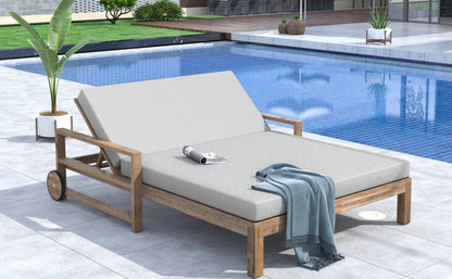 Farmhouse Wooden Outdoor Sunbed and Bench