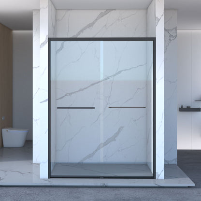 Double Sliding Shower and Matte Black Frame Door