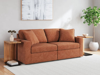 Modmax Sectional Spice by Unique Piece Furniture, burnt-orange fabric with wood frame on Tampa Home & Garden Store
