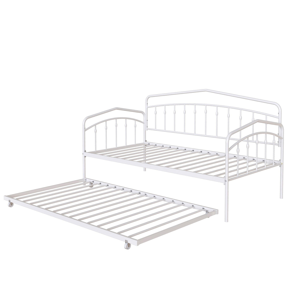 Fox daybed with twin trundle in white metal frame by HouseOfZazla on Tampa Home & Garden Store