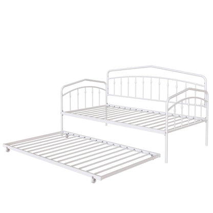 Fox daybed with twin trundle in white metal frame by HouseOfZazla on Tampa Home & Garden Store